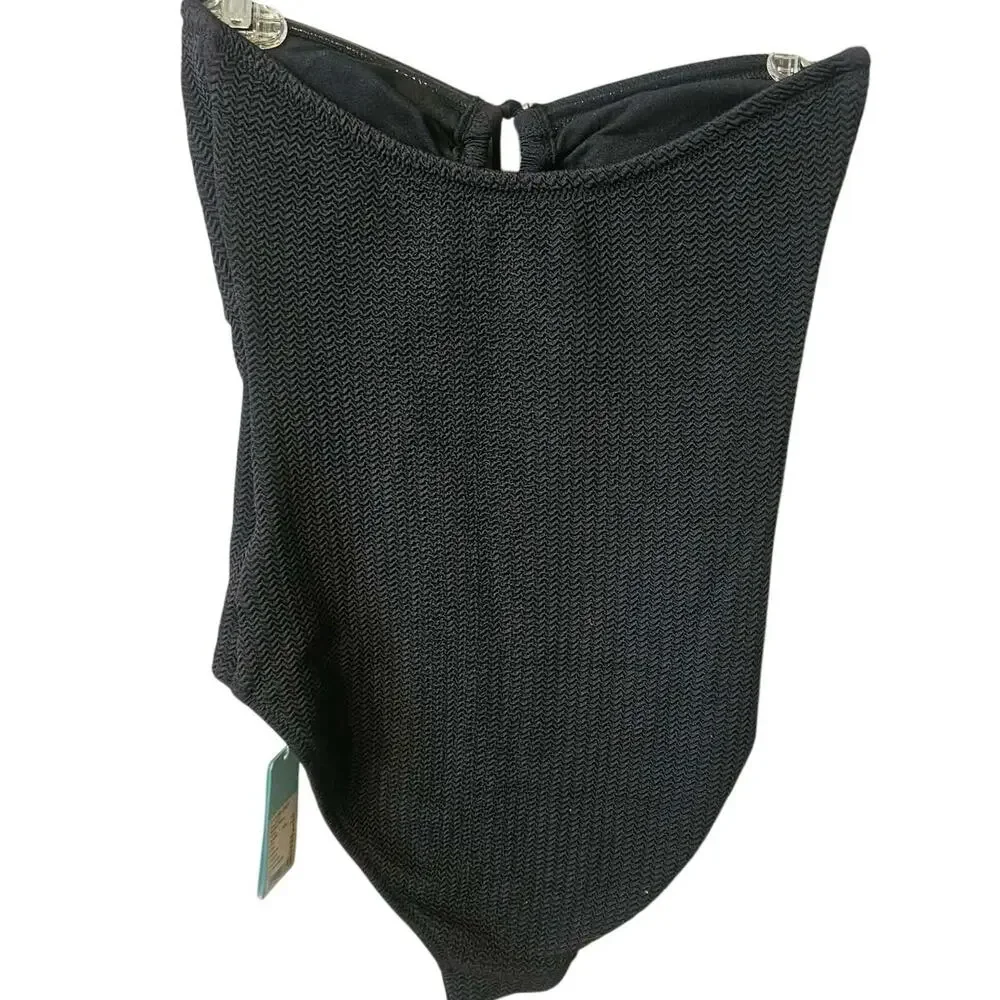 Chic Seafolly Sea Dive Bandeau One-Piece Swimsuit Black NWT US 6 - Picture 4 of 8